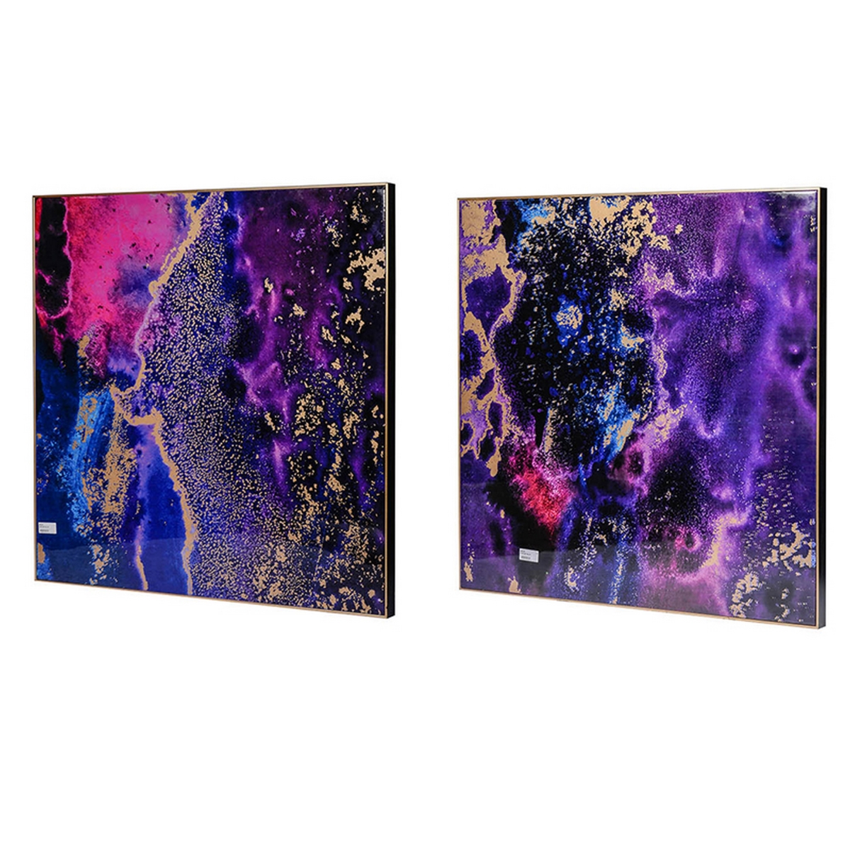 Picture of Benjara BM312803 35 x 35 in. Framed Wall Art Prints&#44; Gold Pink Purple Abstract Painting - Set of 2