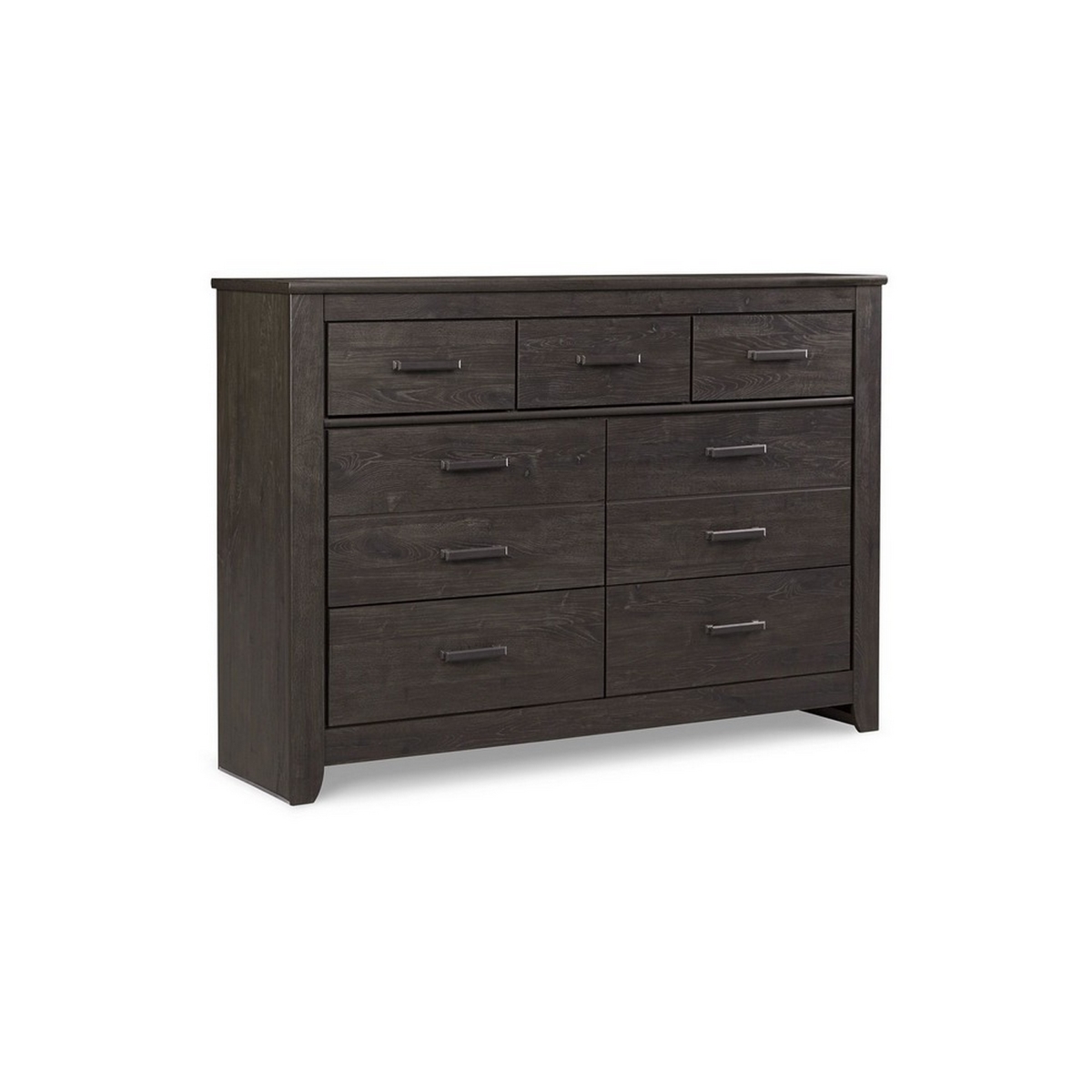 Picture of Benjara BM313410 61 in. Brin 7 Drawers Wide Dresser with Pewter Bar Handles&#44; Gray Oak Wood