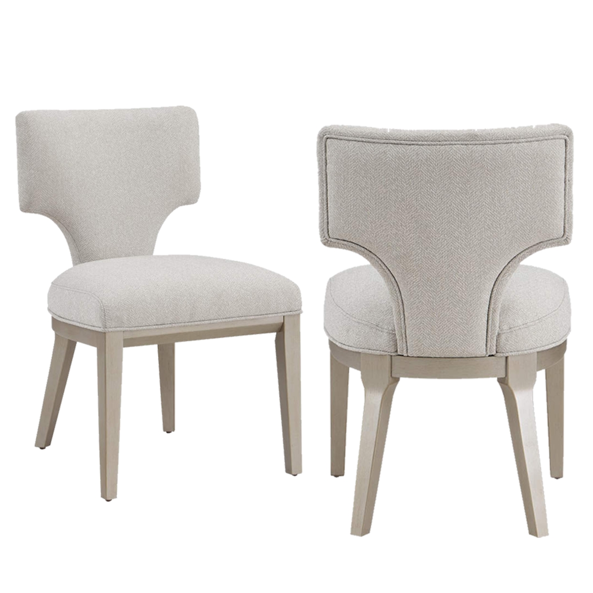 Picture of Benjara BM312348 Kyna 21 in. Side Dining Chair - Curved Backrest - Champagne Linen&#44; Set of 2