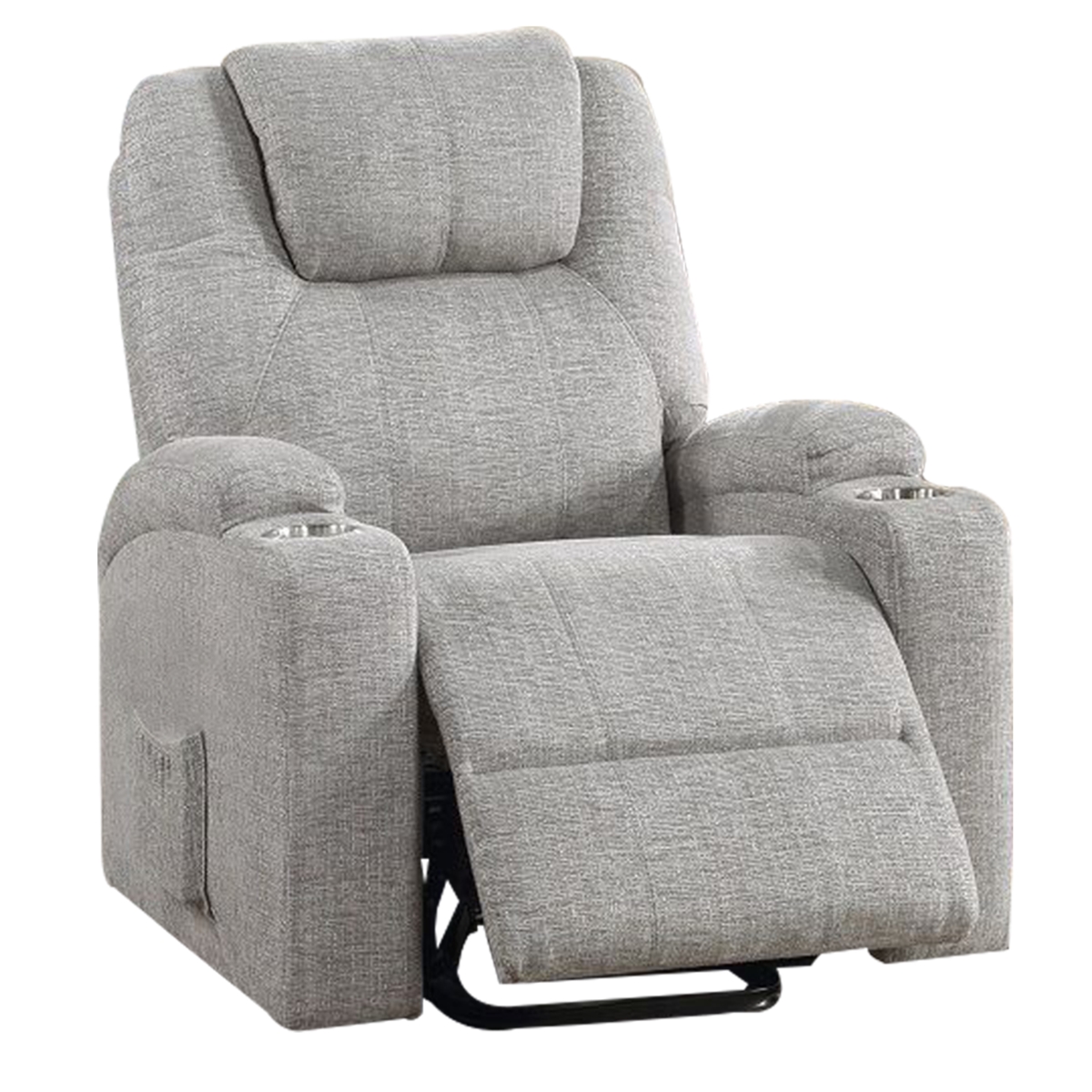 Picture of Benjara BM312351 37 in. Evans Recliner Chair with Power Lift&#44; Cupholders & Chenille&#44; Light Gray