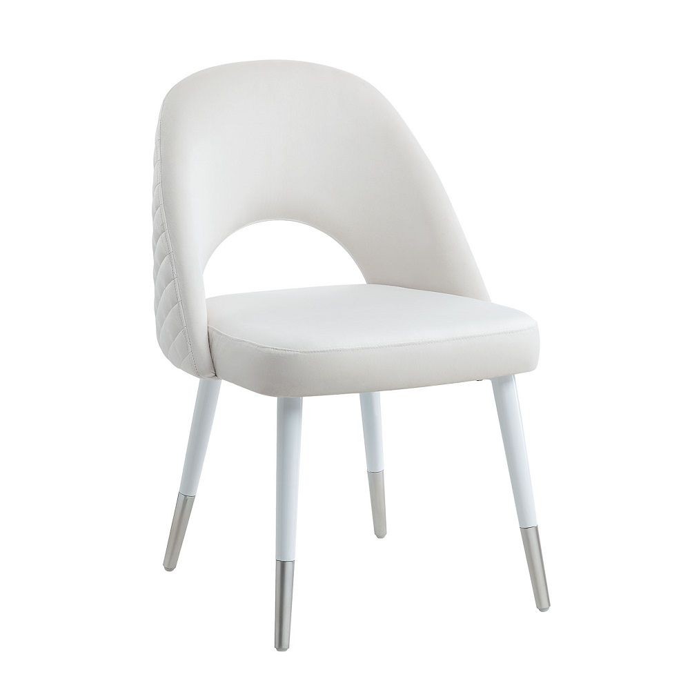 Picture of Benjara BM312412 22 in. Side Dining Chair - Plush White Velvet&#44; Metal & Wood Base - Set of 2