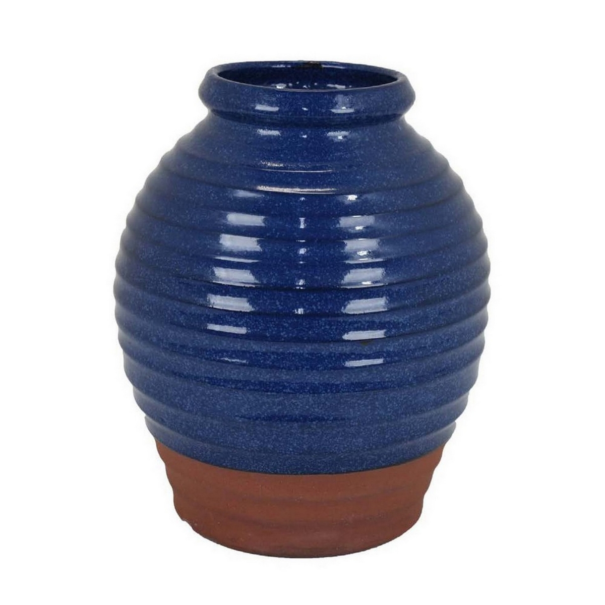 Picture of Benjara BM312694 15 in. Kohl Pot Shape Ceramic Decorative Vase&#44; Blue & Brown Finish