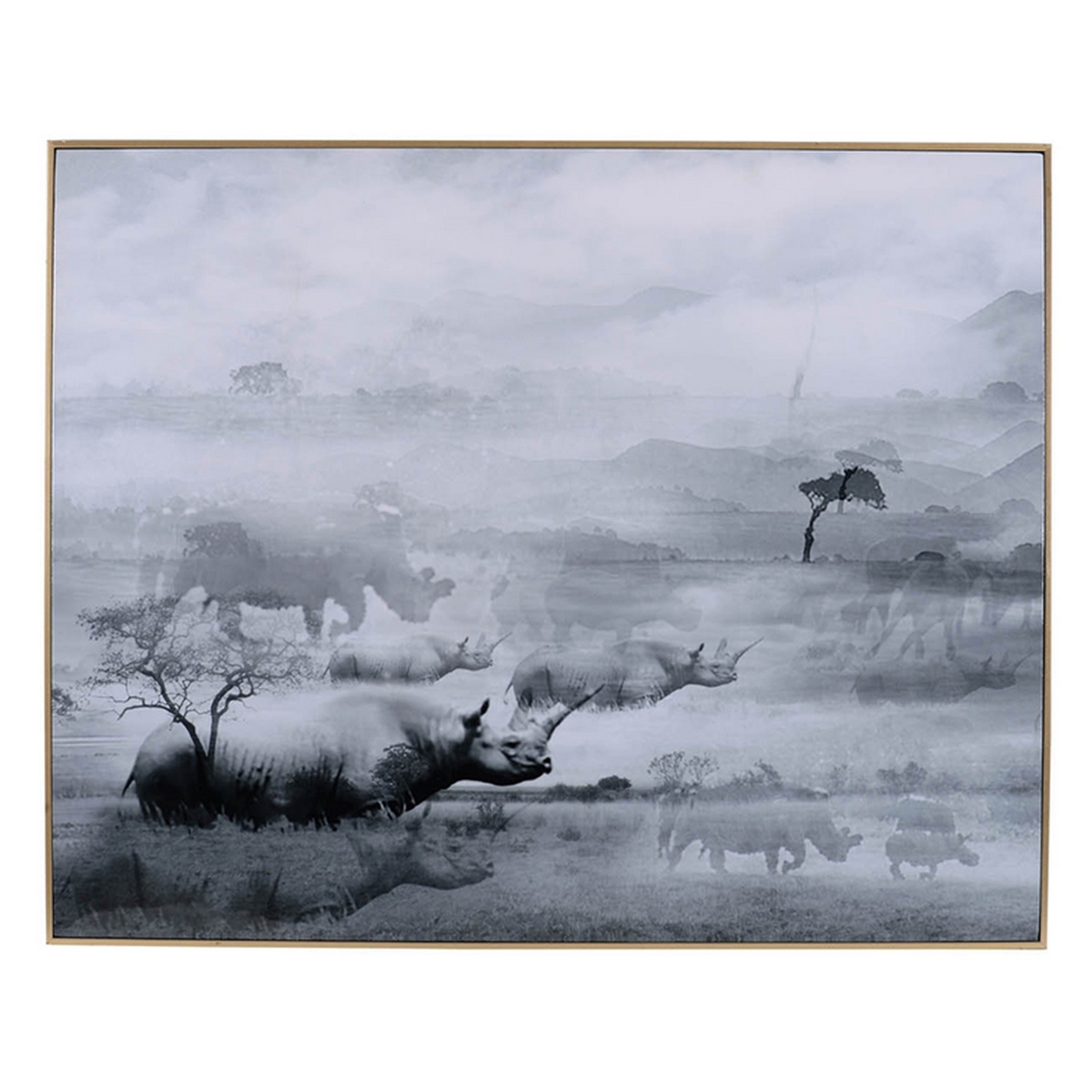 Picture of Benjara BM312790 49 x 59 in. Foggy Modern Waterscape Print Framed Wall Art&#44; Gray & White&#44; Black