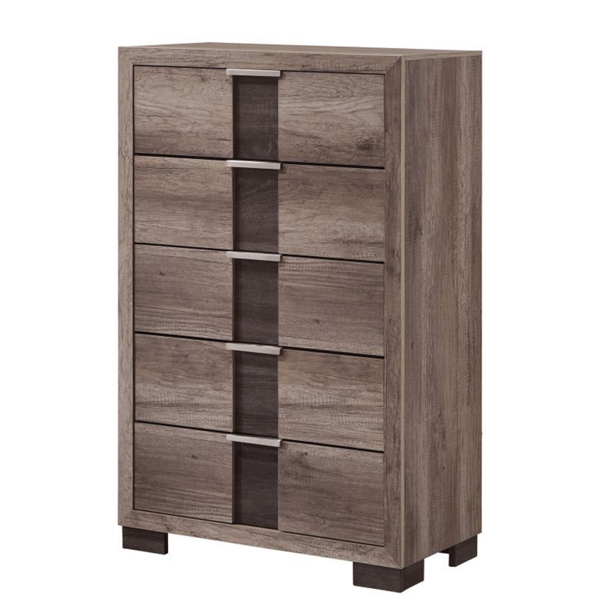 Picture of Benjara BM311823 47 in. Rangley 5 Drawers Tall Dresser Chest&#44; Wood - Metal Handles - Brown