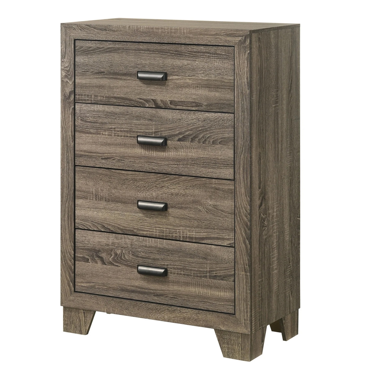 Picture of Benjara BM311825 45 in. Shannon Wood Metal Handles Tall Dresser Chest&#44; 4 Drawers - Brown