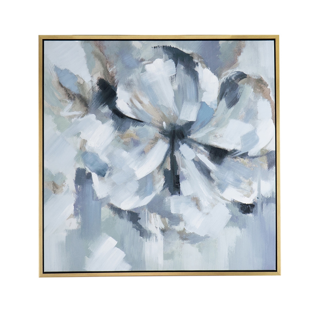 Picture of Benjara BM312853 39 x 39 in. Square Wall Art Oil Painting&#44; Flower Motif&#44; Gray & Blue Canvas