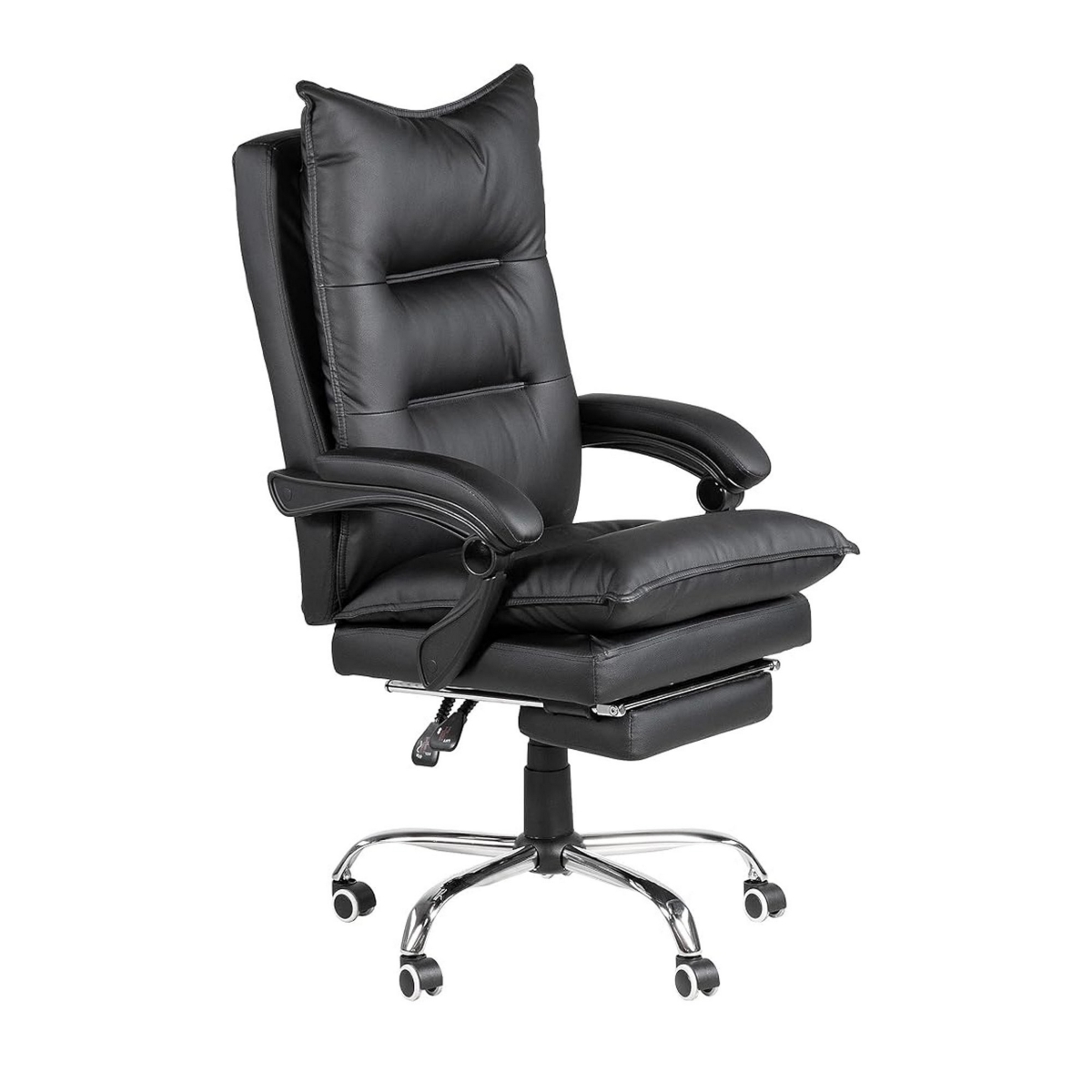 Picture of Benjara BM312152 50 x 27 x 44 in. Elin Office Chair Recliner with Footrest & Black Faux Leather Wheels