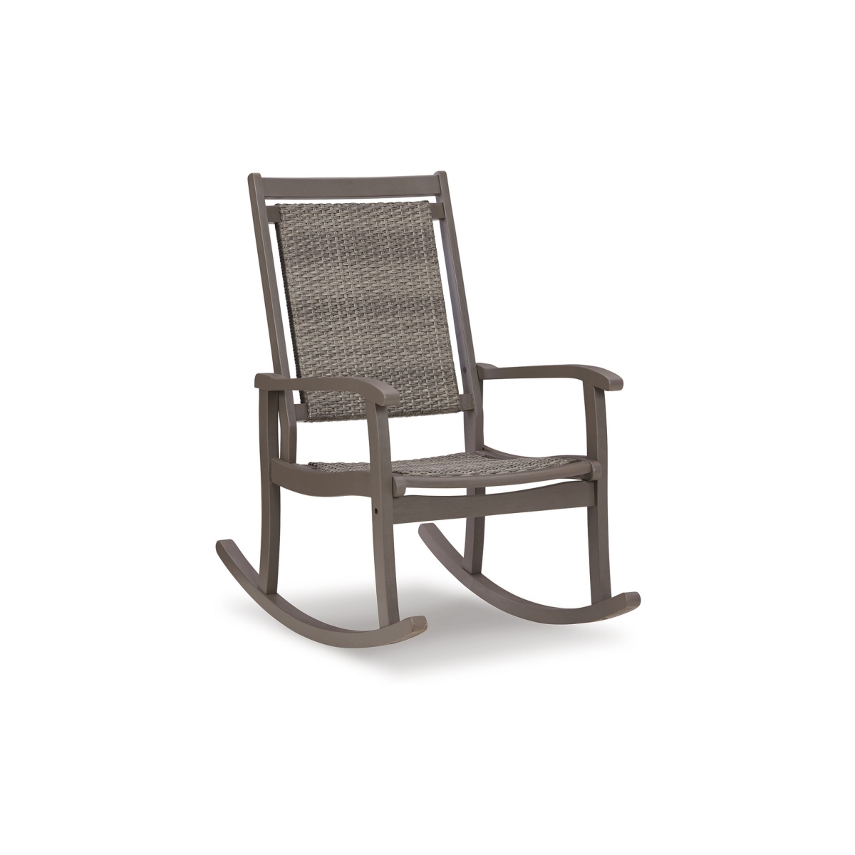 Picture of Benjara BM311597 40.63 x 38 x 24.13 in. Emin Rocking Chair with Outdoor Resin Wicker Seat&#44; Grey Wood Frame
