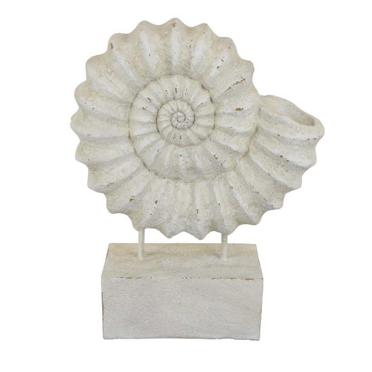 Picture of Benjara BM310180 19 in. Shyn Resin Wood Stand Shell Decor - Classic Antique White