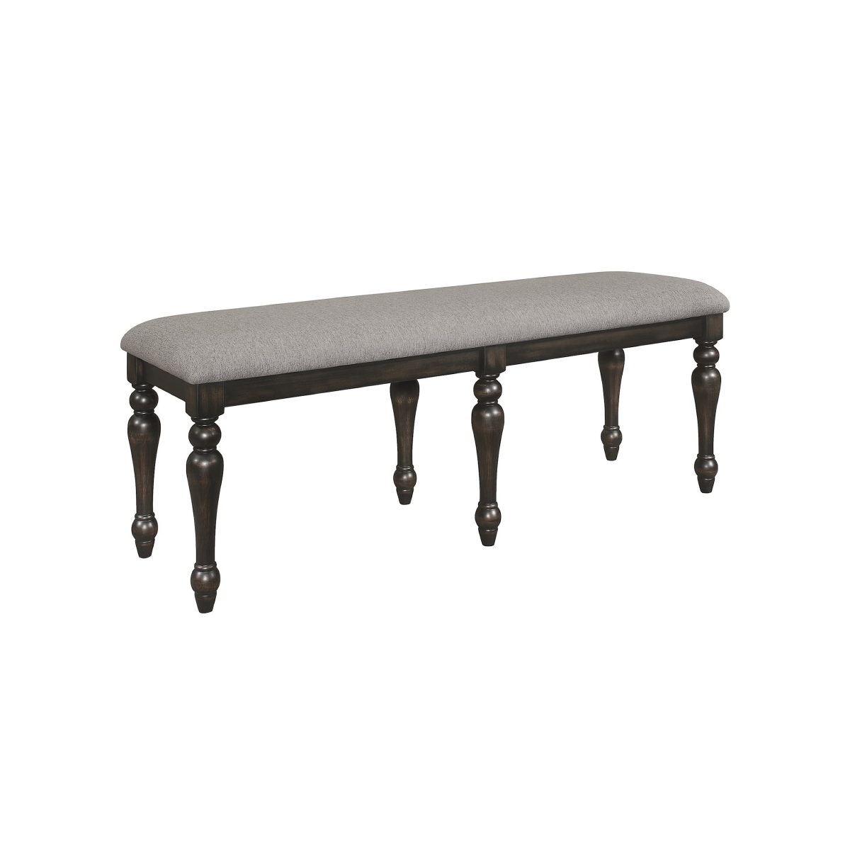 Picture of Benjara BM310211 52 in. Classic Wood Frame Lauren Bench&#44; Cushioned Gray Fabric Upholstery