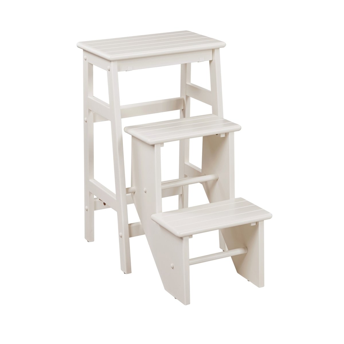 Picture of Benjara BM311530 30 in. Nero Folding Step Stool with 3 Tier Design&#44; Farmhouse - Wood - Cream