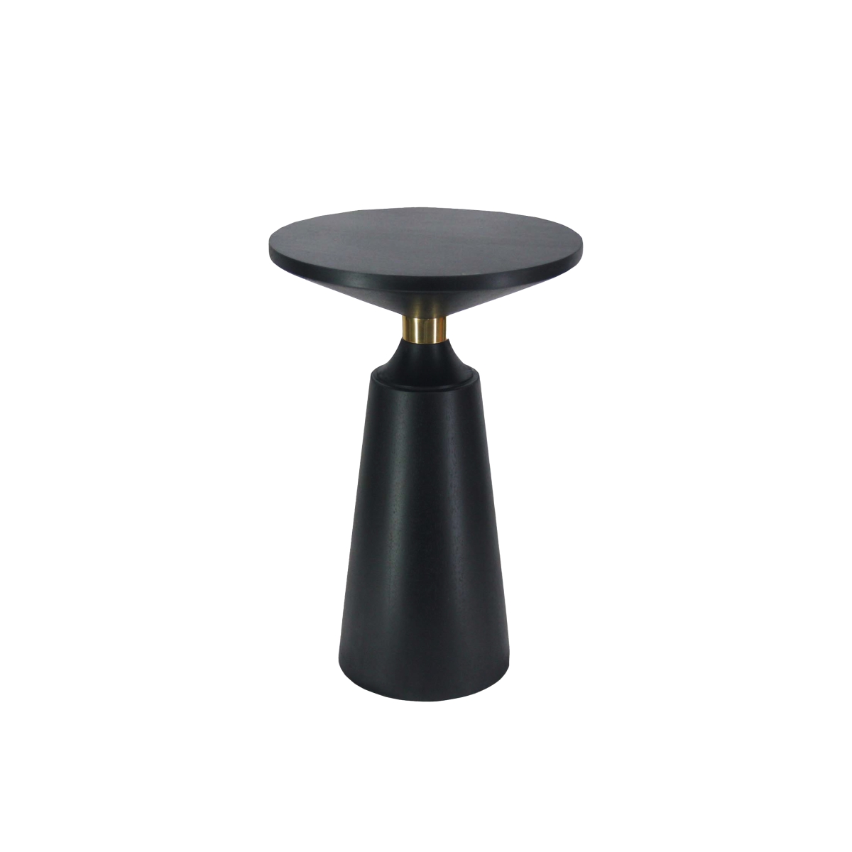 Picture of The Urban Port UPT-295602 20 in. Fawn Side End Table with Black Mango Wood Round Top&#44; Pedestal Base & Shiny Brass Support