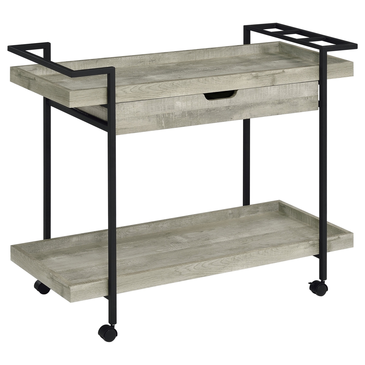 Picture of Benjara BM315313 40 in. Tra Rolling Bar Cart&#44; 2 Tier with Drawer - Wood & Metal - Gray & Black