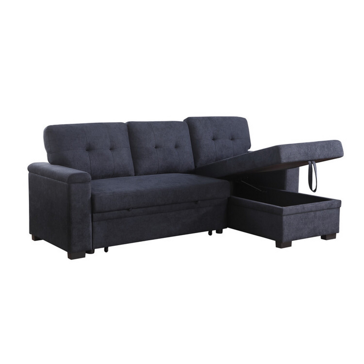 Picture of Benjara BM317374 85 in. Lusy Storage Chaise Dark Gray & Black Reversible Sleeper Sectional Sofa