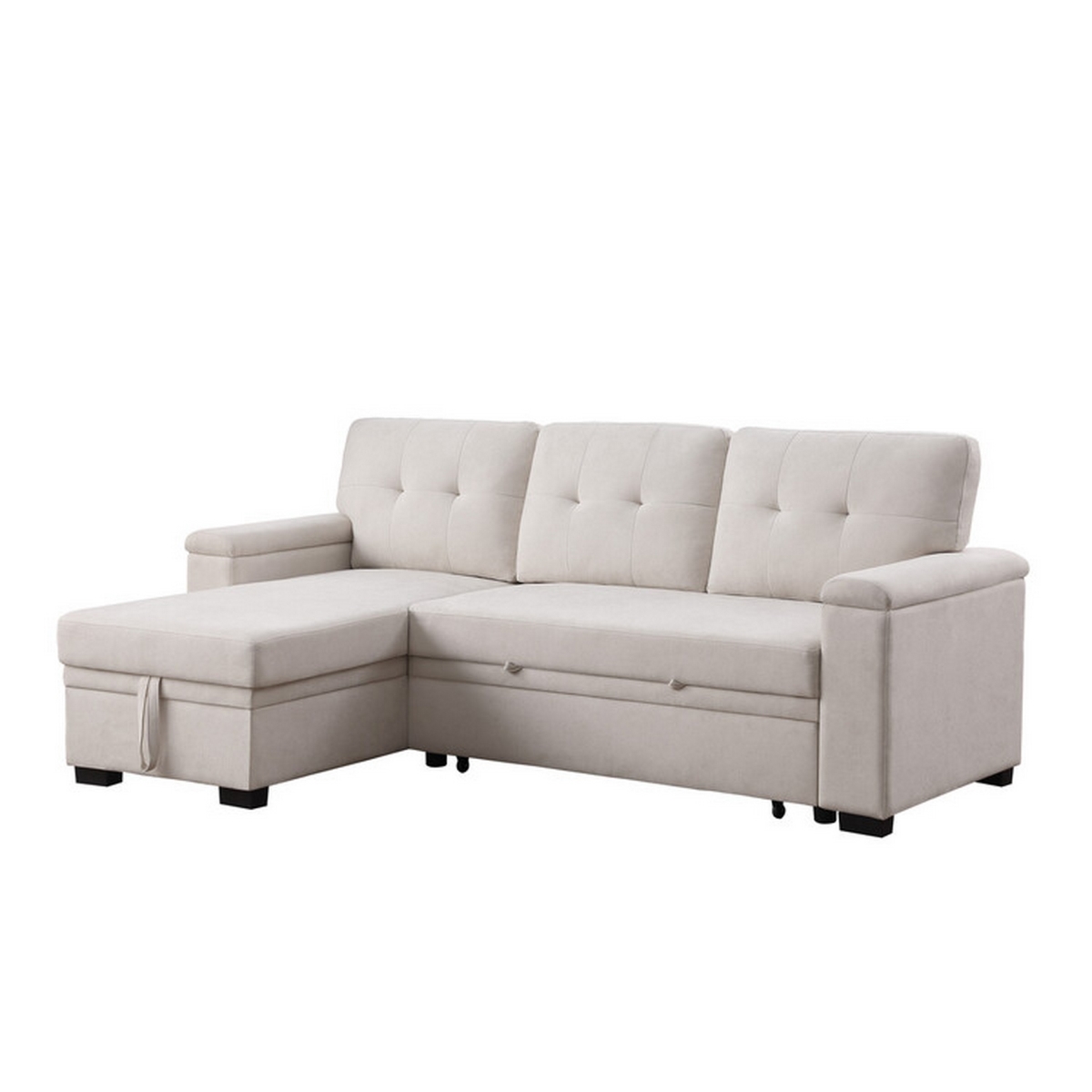 Picture of Benjara BM317376 85 in. Lusy Beige & Black Reversible Sleeper Sectional Sofa with Storage Chaise