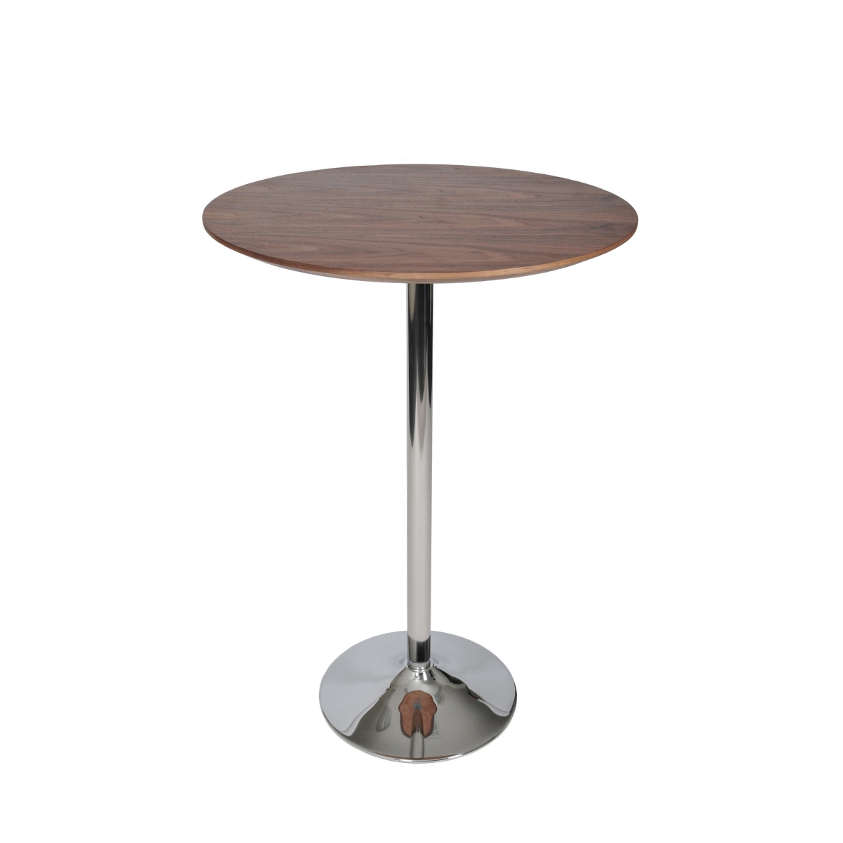 Picture of Benjara BM317024 42 in. Walnut Brown Round Top Modern Chrome Metal Pedestal Base High Bar Table