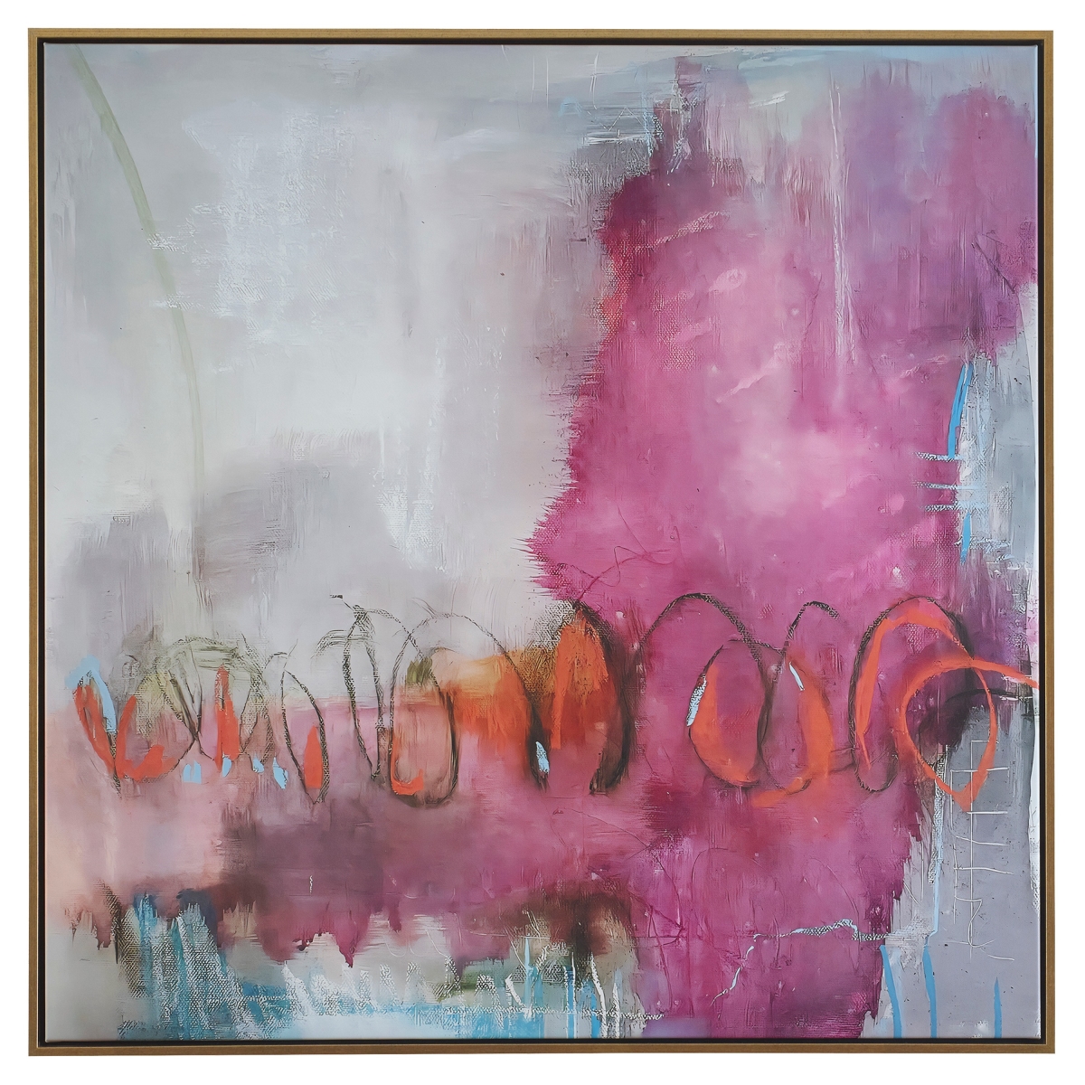 Picture of Benjara BM315755 37 x 37 in. Abstract Jordin Roses on Framed Canvas Handcrafted Wall Art&#44; Pink