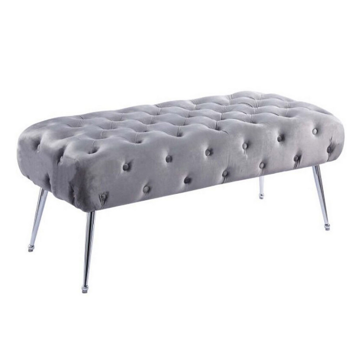 Picture of Benjara BM316068 48 in. Rey Accent Bench with Tufted Velvet Upholstery Padded Seat - Gray & Chrome