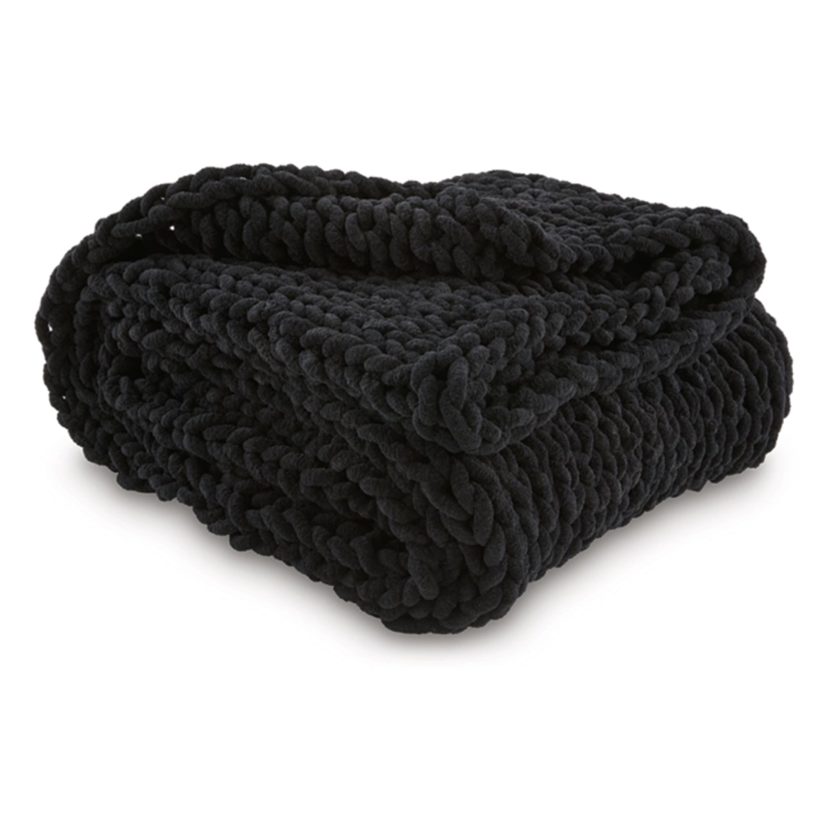 Picture of Benjara BM318615 Deon Throw Blanket with Hand Knitted Soft Chenille&#44; Black - Set of 3