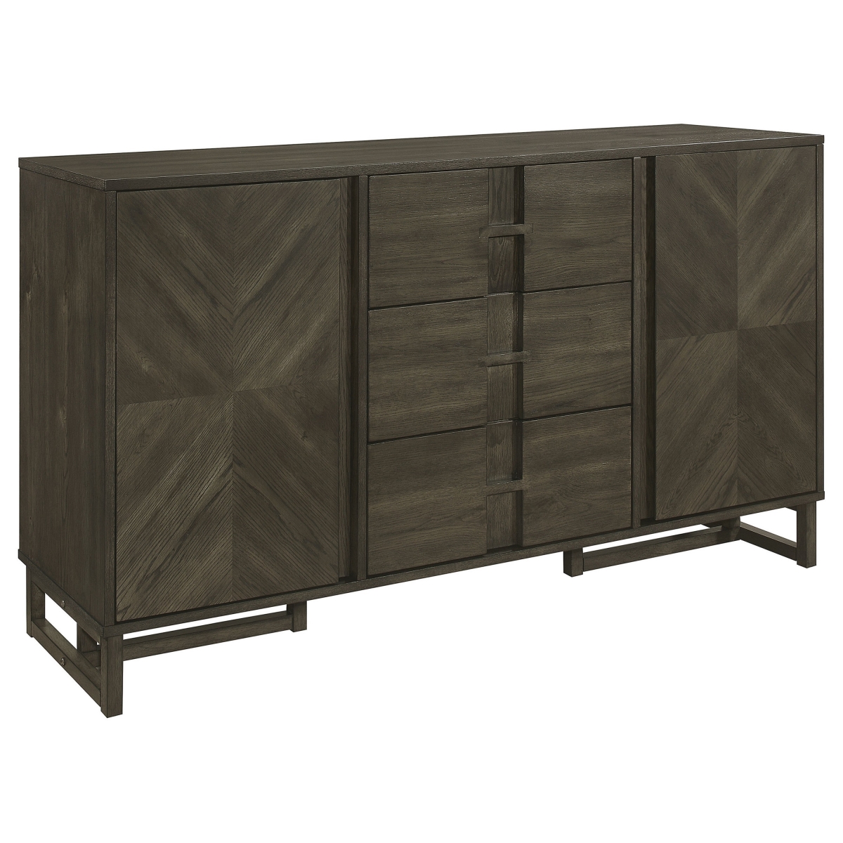 Picture of Benjara BM319005 63 in. Cora 3 Drawers Shelves Dark Gray Sideboard Server Cabinet