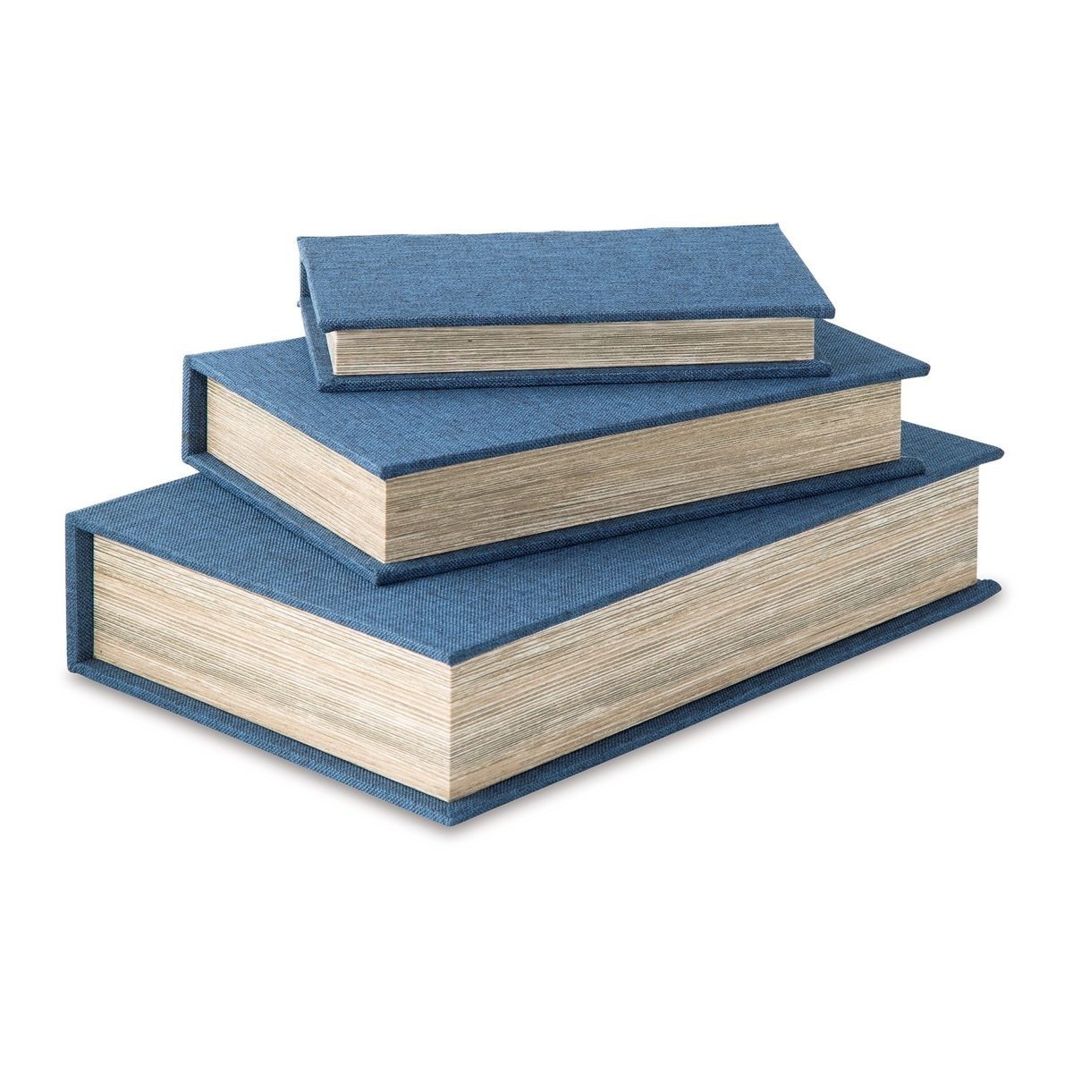 Picture of Benjara BM318931 Jolly Blue Book Design Black Velvet Lining Decor Storage Box - Set of 3