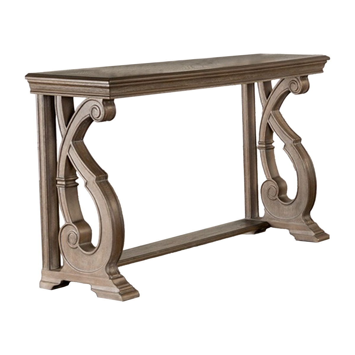 Picture of Benjara BM319506 50 in. Gia Sofa Table with Rectangular&#44; Carved Details & Brown Solid Wood