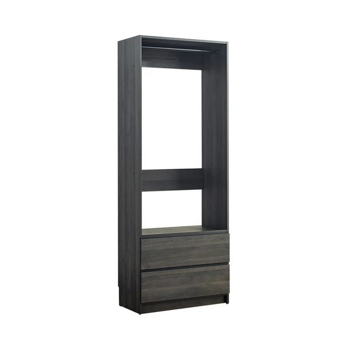 Picture of Benjara BM319594 Dee Modular Closet System with 1 Metal Hanging Rod & 2 Drawer - Gray & Black Finish