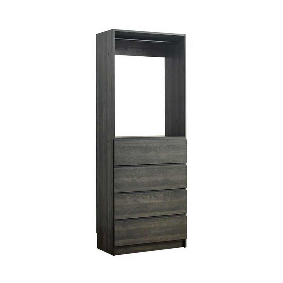 Picture of Benjara BM319595 Dee Modular Closet System with 1 Metal Hanging Rod & 4 Drawers - Gray & Black Finish