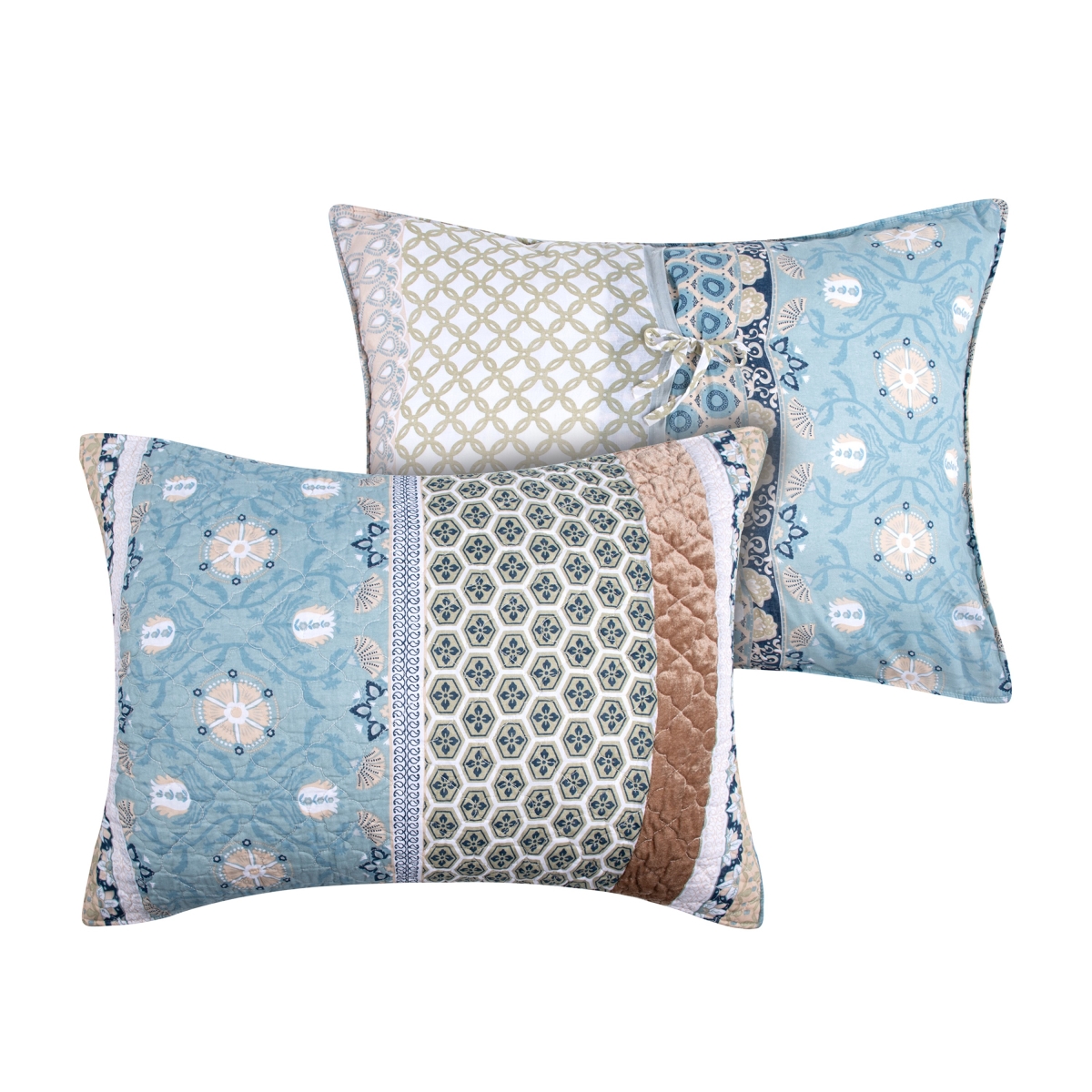 Picture of Benjara BM319674 36 in. Ello Quilted King Size Pillow Sham with Bohemian Print - Blue&#44; White & Yellow