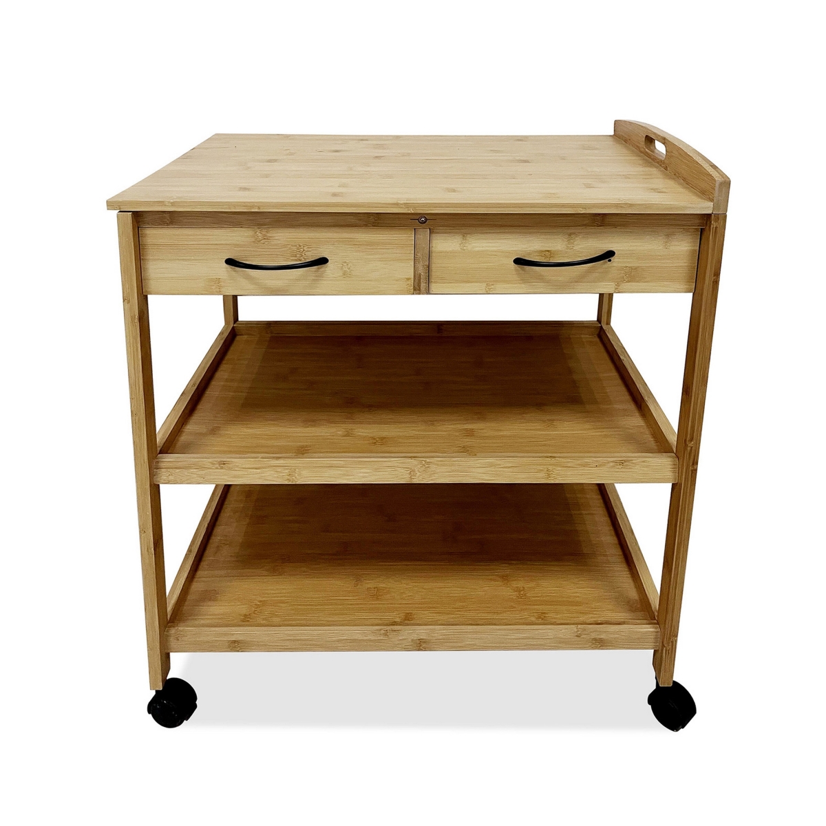 Picture of Benjara BM319894 Walter Rolling Wheels Kitchen Bar Cart&#44; 2 Drawers & 2 Shelves - Brown Bamboo