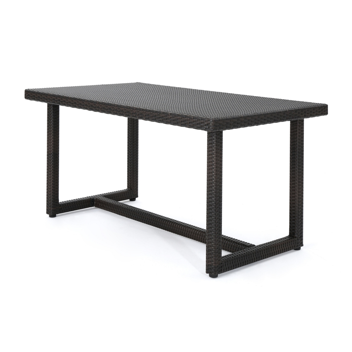 Picture of Benjara BM320554 59 in. Sanie Top Iron Frame Outdoor Dining Table&#44; Brown - Resin Wicker