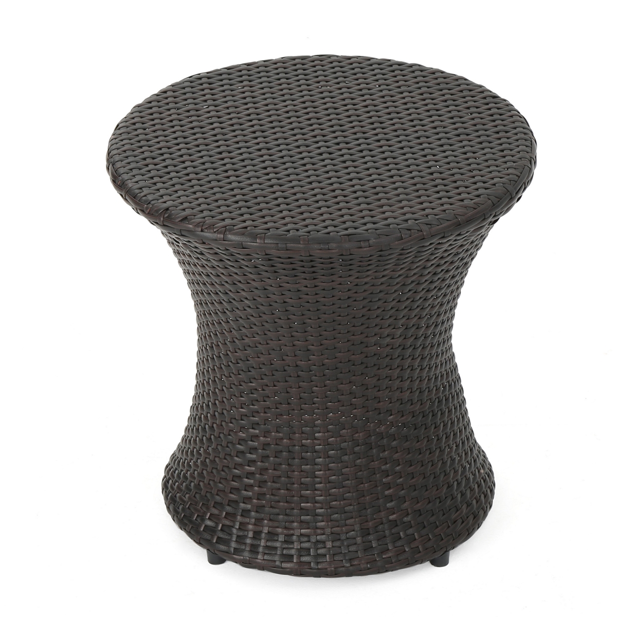 Picture of Benjara BM323856 20 in. Loco Outdoor Side Table&#44; Hourglass Shape Rattan Wicker - Brown