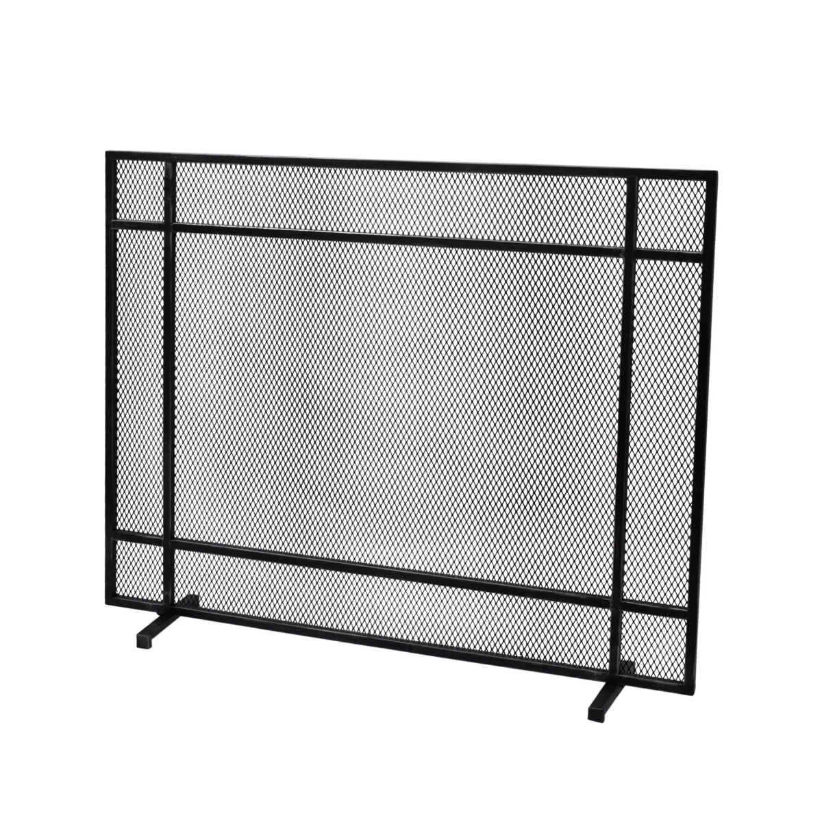 Picture of Benjara BM323884 Hype Fireplace Screen with Mesh&#44; Single Panel - Black & Silver