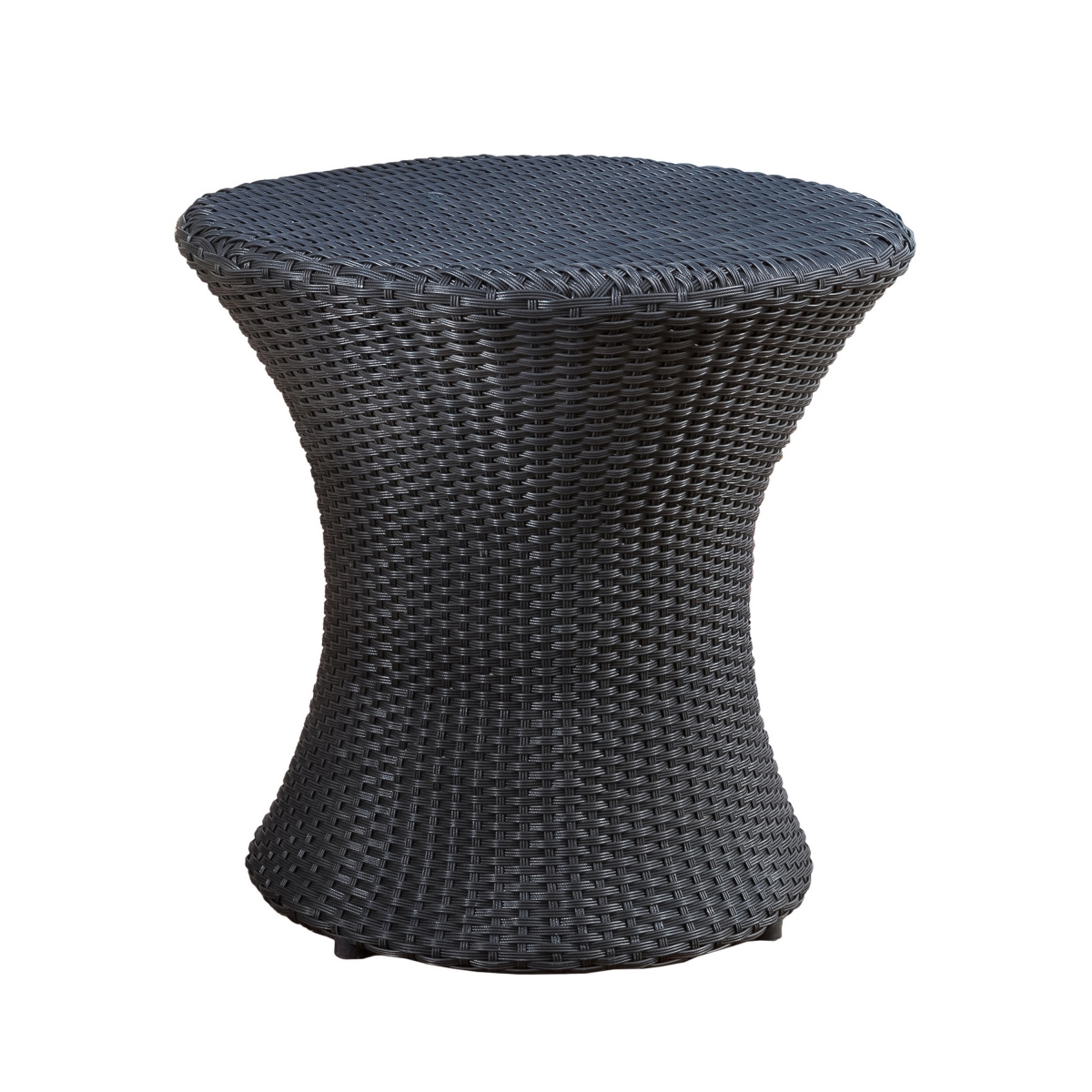 Picture of Benjara BM324090 20 in. Loco Round Hourglass Shape Outdoor Side Table&#44; Black Rattan