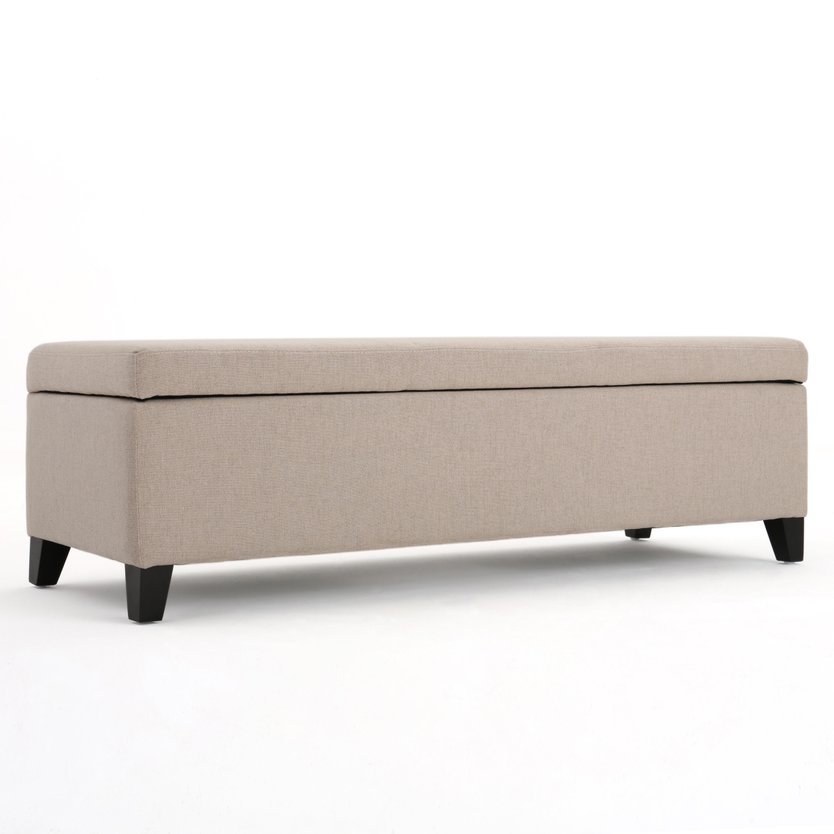 Picture of Benjara BM324431 51 in. Cushioned Seat Birch Wood Legs Storage Bench Ottoman&#44; Beige & Brown