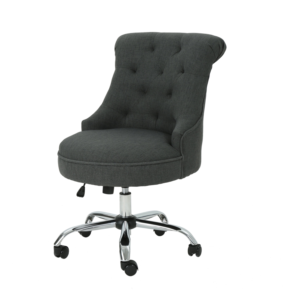Picture of Benjara BM325054 Ovi Tufted Back Metal Fabric Foam Swivel Office Chair with Rolling Wheels&#44; Dark Gray
