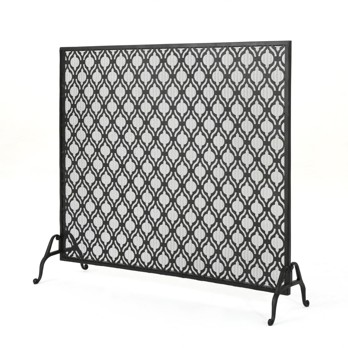 Picture of Benjara BM325080 35 x 39 in. Flower Design Fireplace Screen&#44; Classic Matte Black - Iron Finish