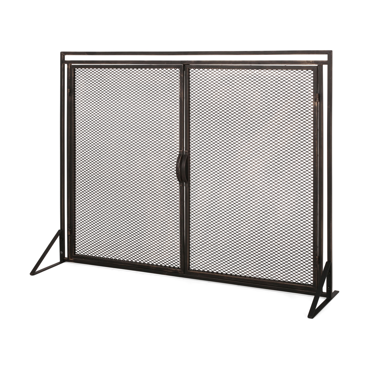 Picture of Benjara BM325082 31 x 40 in. Fireplace Screen&#44; 2 Door Diamond Mesh Design - Black Bronze Iron