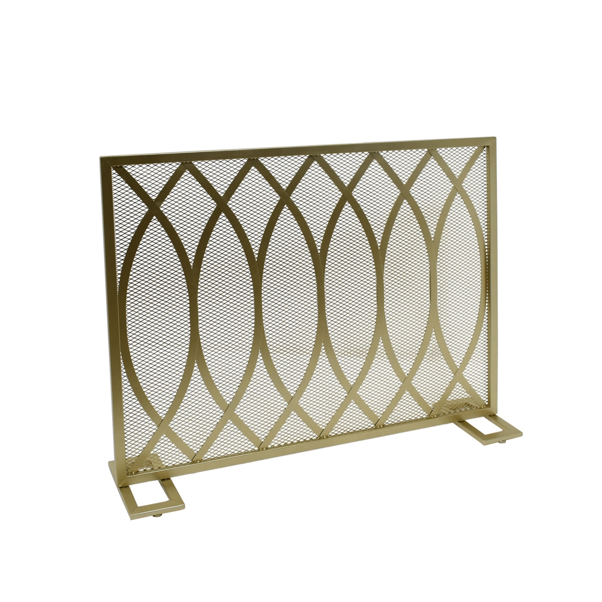 Picture of Benjara BM325084 30 x 40 in Fireplace Screen&#44; Overlapping Round Lens Design - Gold Iron