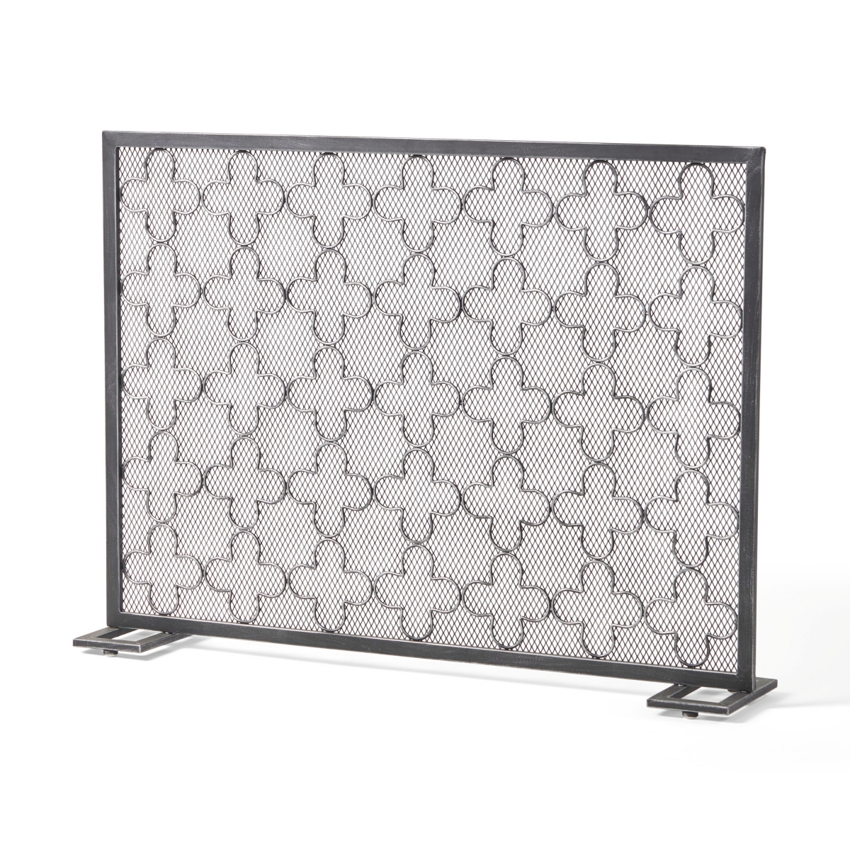 Picture of Benjara BM325086 30 x 41 in. Fireplace Screen&#44; Classic Clover Trellis Pattern - Black Iron