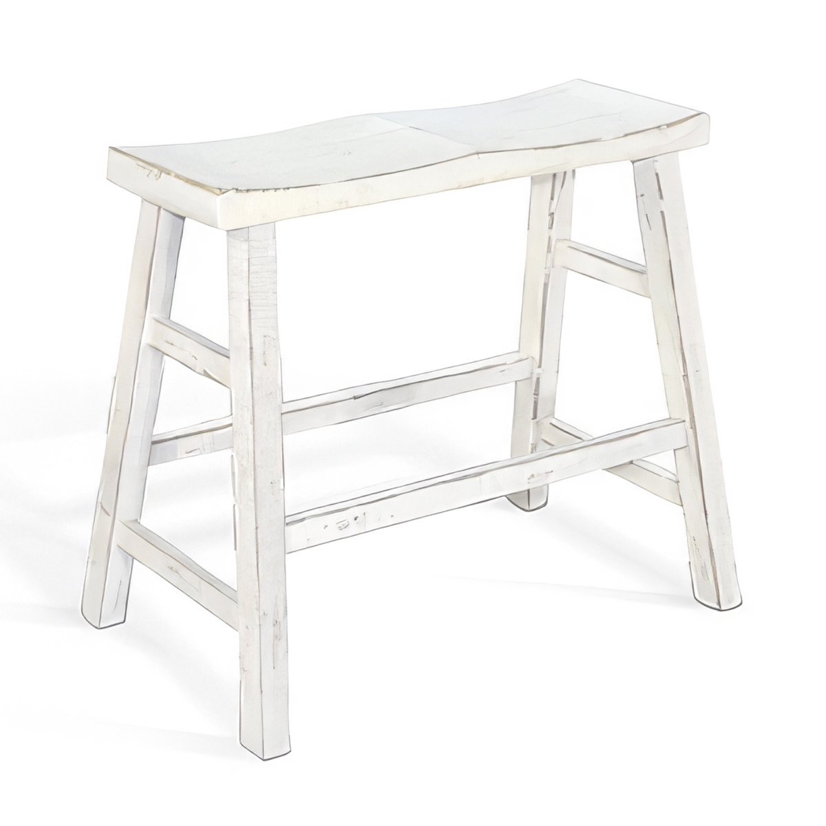 Picture of Benjara BM325445 33 in. Rena Bar Height Bench&#44; Rustic White Sand Mahogany Wood Frame
