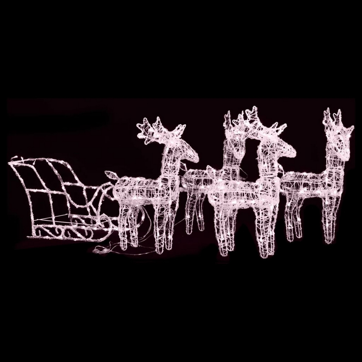 Picture of Benjara BM325625 Outdoor Reindeer & Sleigh Christmas Decoration&#44; 240 Warm White LED - 4 Piece