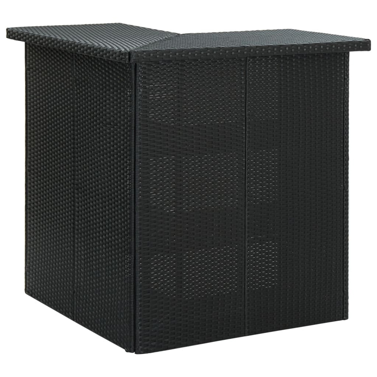 Picture of Benjara BM325681 41 in. Outdoor Corner Bar Table&#44; 3 Shelves - Black Rattan & Steel