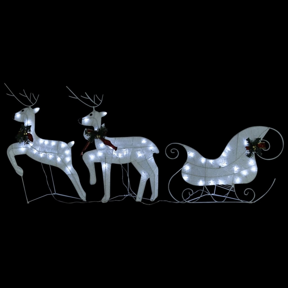 Picture of Benjara BM325743 Garden Reindeer & Sleigh Christmas Decoration&#44; 60 LED - White - 2 Piece