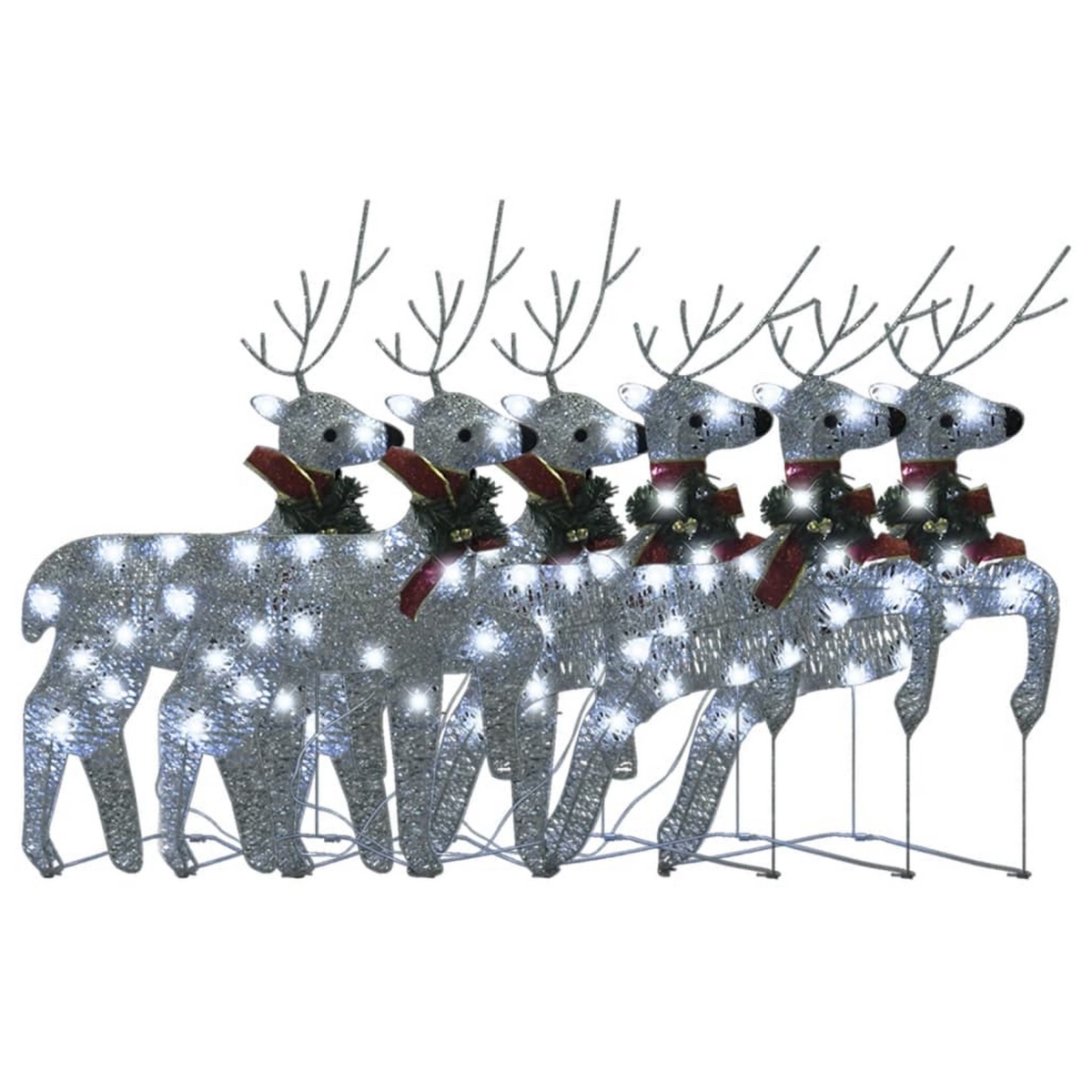 Picture of Benjara BM325767 Outdoor 120 LED Light Christmas Decor Reindeer&#44; Silver Metal - Set of 6
