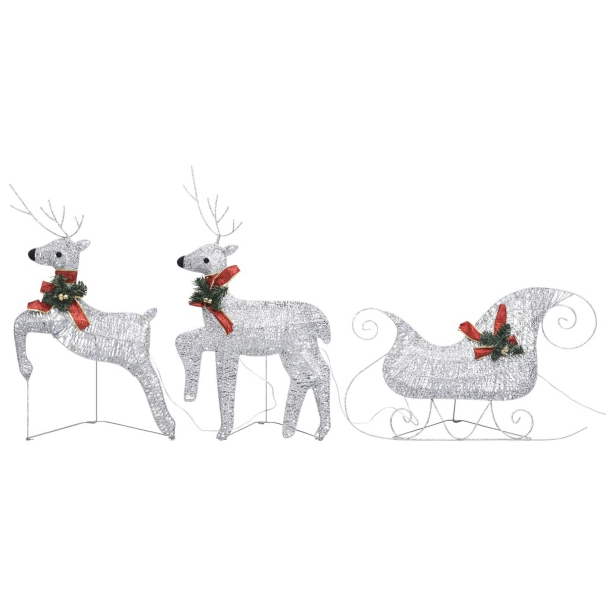 Picture of Benjara BM325769 Outdoor 140 LED Light Christmas Reindeer & Sleigh&#44; Silver - 7 Piece