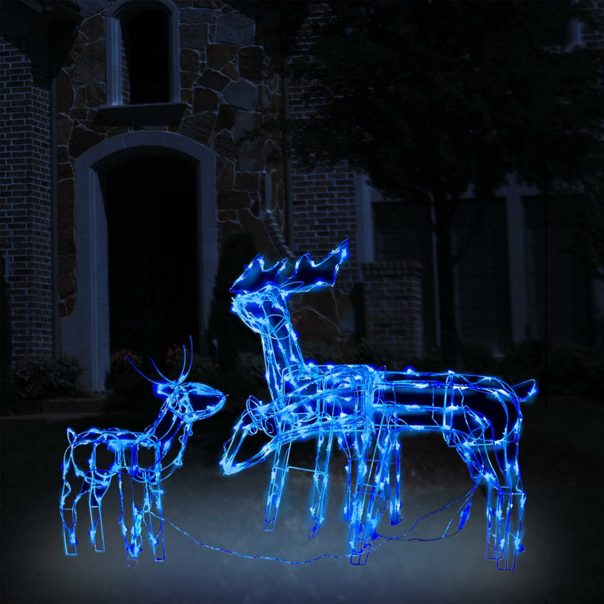 Picture of Benjara BM325770 Outdoor 299 LED Light Christmas Reindeer Family Set&#44; Blue&#44; Steel - 3 Piece