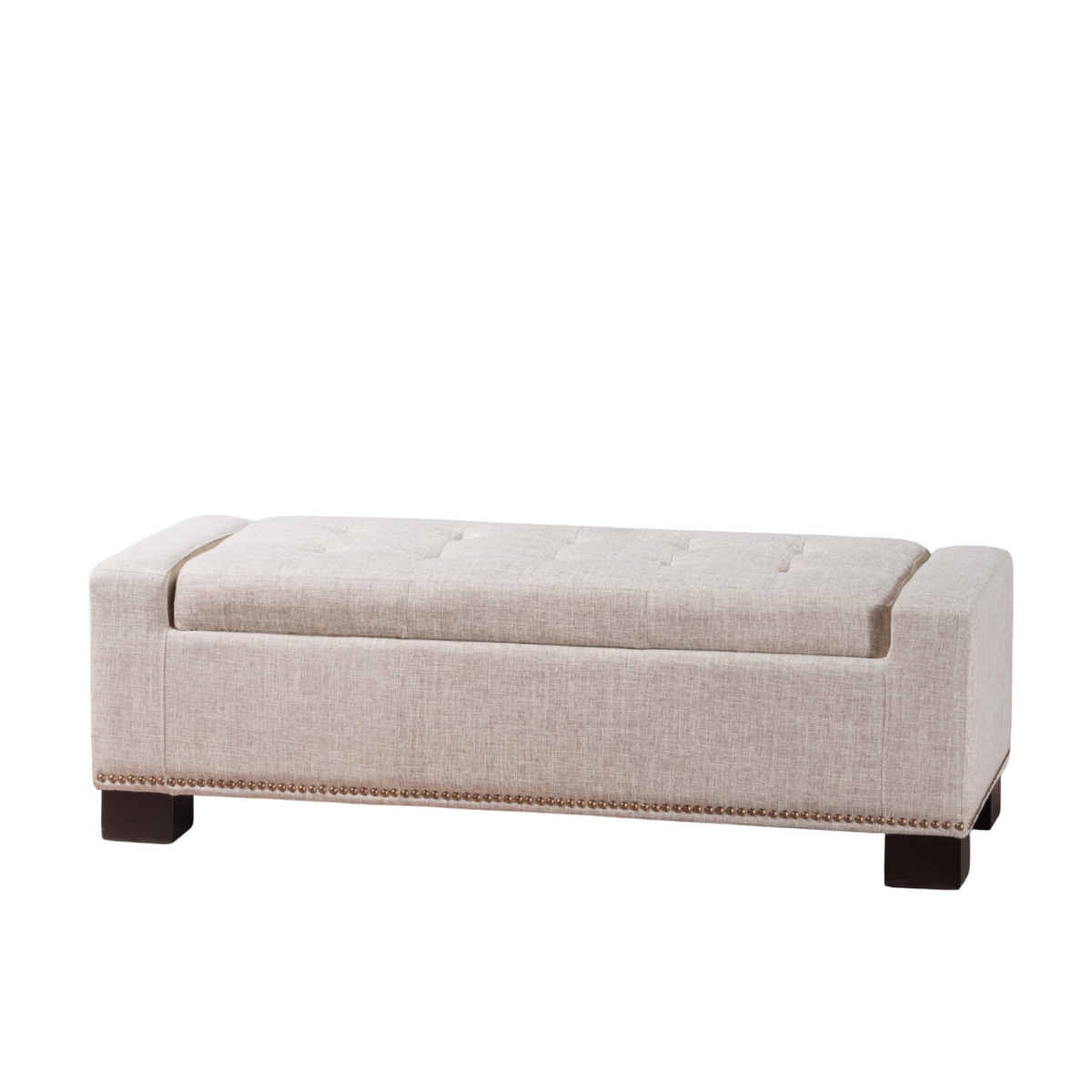 Picture of Benjara BM327099 51 in. Abigail Storage Ottoman Bench&#44; Nail Head Trim - Wheat Fabric - Brown