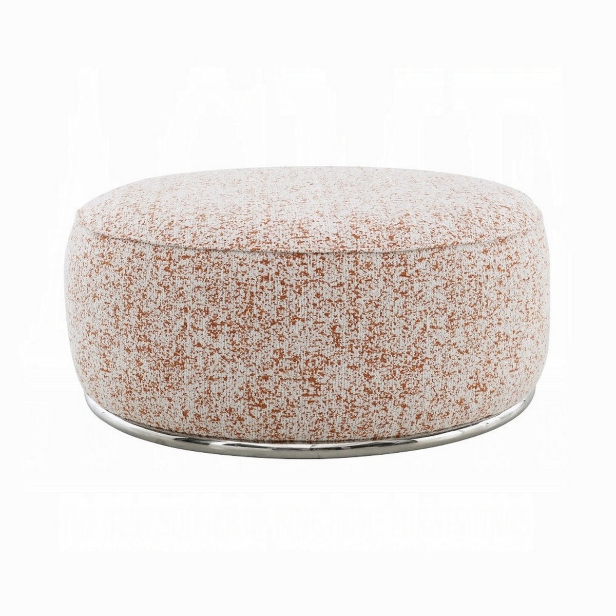 Picture of Benjara BM324354 39 in. Sarah Round Ottoman with Modern Style White & Red Patterned Boucle
