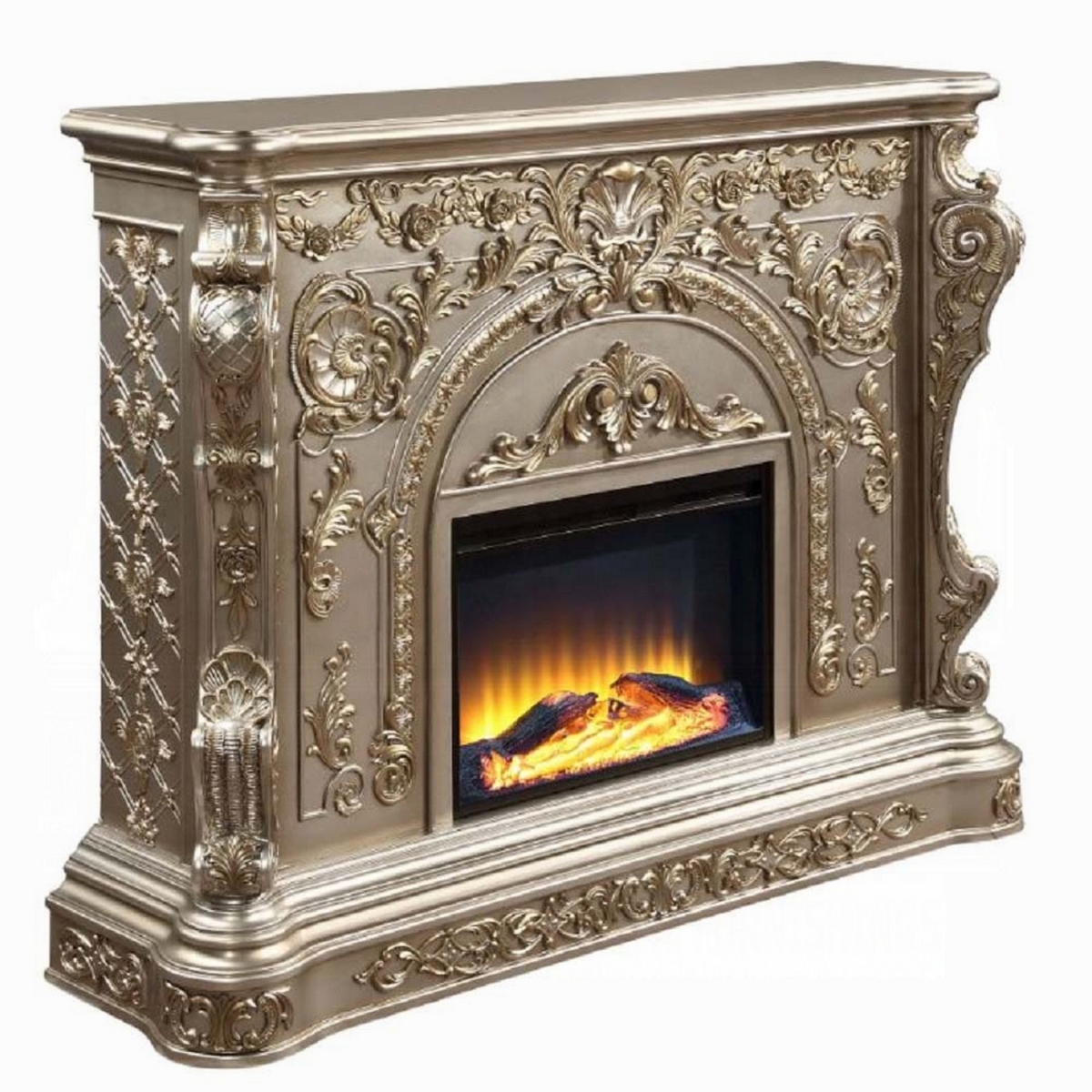 Picture of Benjara BM324666 69 in. Mas LED Electric Fireplace with Touch Panel&#44; Classic Silver Resin